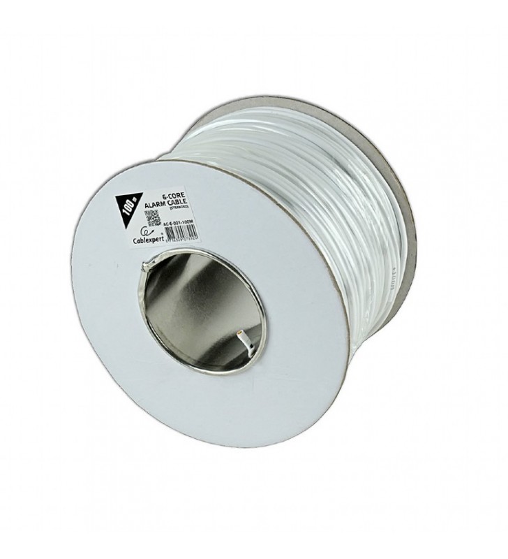 Alarm cable, white color, 100 m roll, shielded "ac-6-002-100m"