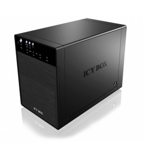 Icybox ib-3640su3 carcasa externa hdd icybox 4x3,5 sata pentru usb 3.0, esata, jbod, negru