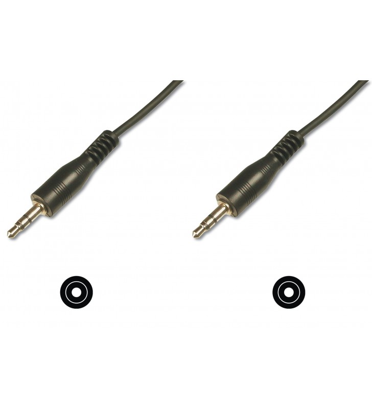 Con. cable stereo 3.5mm 1.50m/1.50m 2x0.10/10 m/m black