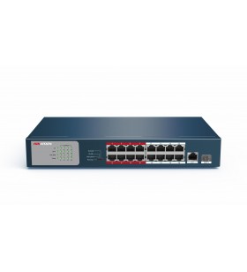 Poe switch hikvision, ds-3e0318p-e/m l2, unmanaged, 16x 100m poe port, 1x 1000m rj45, 1x 1000m sfp, 802.3af/at poe power budget