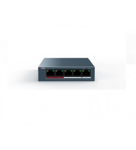 Switch poe 4 porturi hikvision ds-3e0105p-e/m, fara management 4x 100mpoe port, 1x 100m uplink port, 802.3af/at, poe power budge