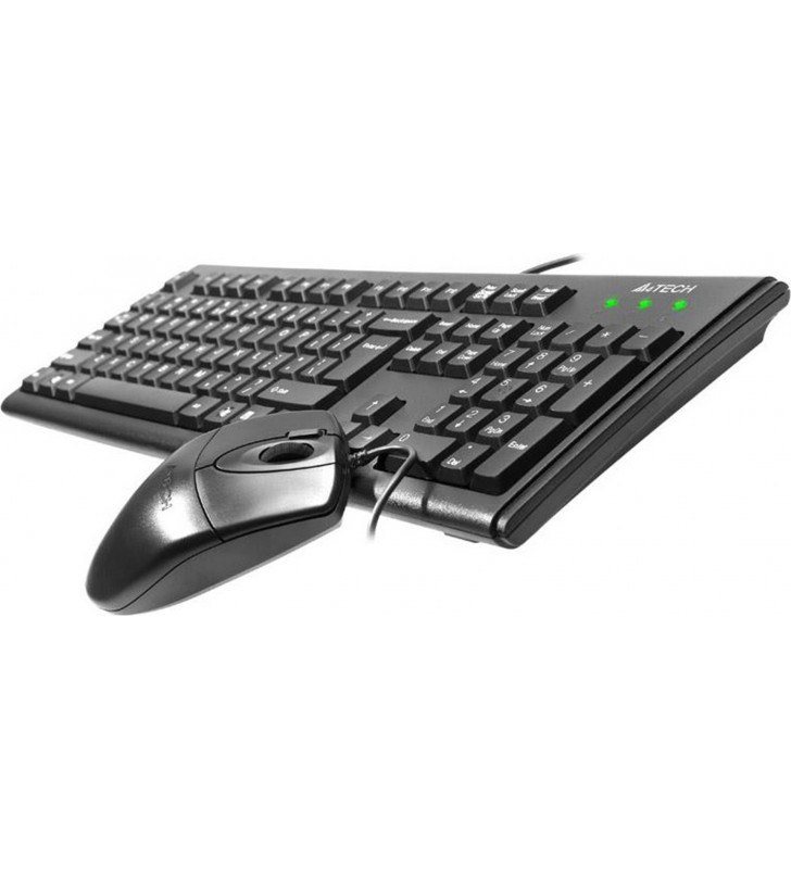 Kit wired a4tech usb, tastatura "km-720" (104 taste, concave) + mouse "op-620d" (4 butoane, scroll 4  directii), black, "km