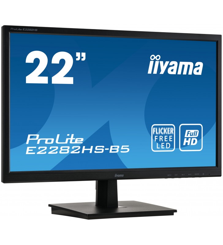 Monitor iiyama prolite e2282hs-b5 led display 54,6 cm (21.5") 1920 x 1080 pixel full hd negru