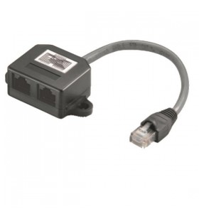 Cat5 y-cable adapter/1xrj45/m to 2xrj45/f - black