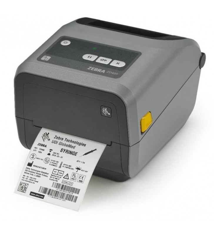 Tt cartridge printer zd420 4" print width, standard ezpl, 203 dpi, eu and uk cords, usb, usb host, modular connectivity slot