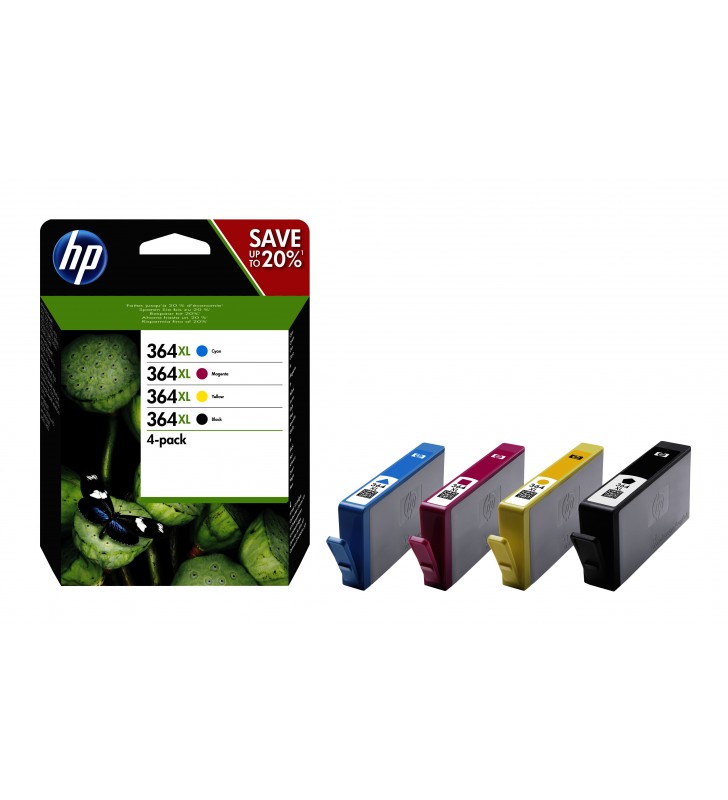 Hp 364xl 4-pack high yield black/cyan/magenta/yellow original ink cartridges negru, cyan, magenta, galben