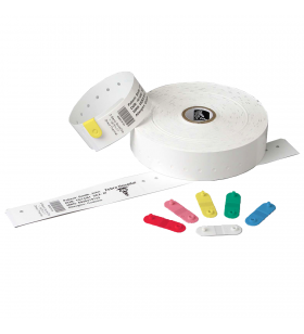 Wristband, synthetic, 1x11in (25.4x279.4mm) dt, z band ultra soft, coated, permanent adhesive, cartridge, 175/roll, 6/box, gree