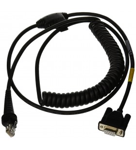 Industrial cable: rs232 (5v signals), black, db9 female, 3m (9.8´), coiled, 5v external power with option power on pin 9, with f