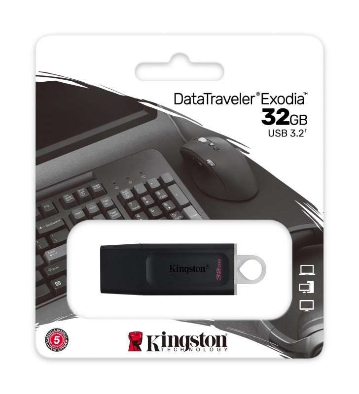 Stick memorie kingston datatraveler exodia 32gb, usb 3.0, black-white