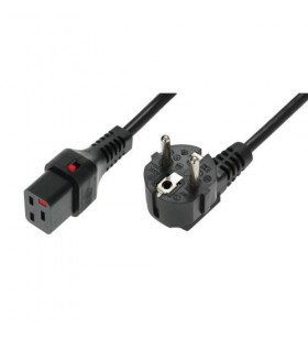Asm iec-el262s power cable, r/a schuko plug, h05vv-f 3 x 1.5mm2 to c19 iec lock, 2m black