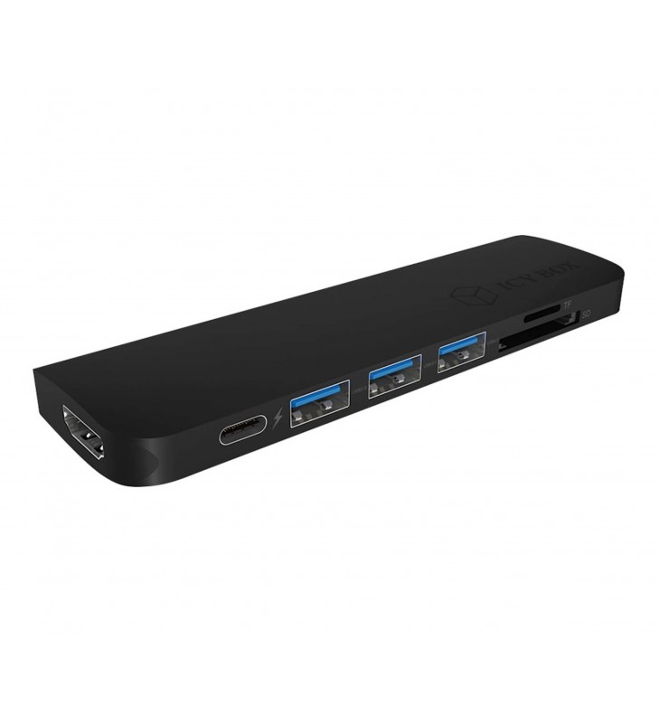Icybox ib-dk4024-cpd icybox docking station with integrated cable usb type-c, hdmi, vga, black