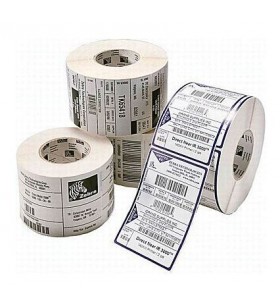Label, polyethylene, 76x25mm thermal transfer, polye 3100t gloss, permanent adhesive, 76mm core