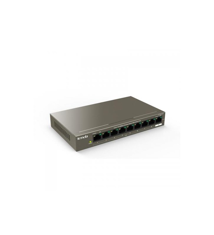 9-port 10/100mbps desktop switch with 8-port poe max. 58w, steel case