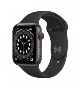 Apple watch s6 gps + cellular, 44mm space grey aluminium case with black sport band - regular