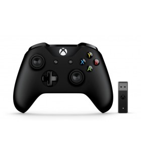Microsoft xbox controller + wireless adapter gamepad pc-ul, xbox one negru