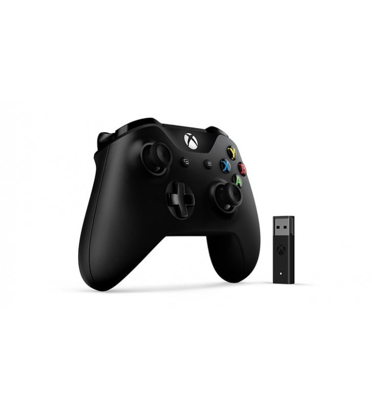 Microsoft xbox controller + wireless adapter gamepad pc-ul, xbox one negru
