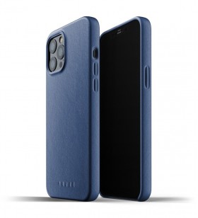 Husa de protectie mujjo pentru iphone 12 pro max, piele, monaco blue