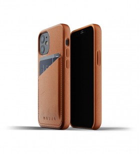Husa de protectie mujjo tip portofel pentru iphone 12 mini, piele, tan