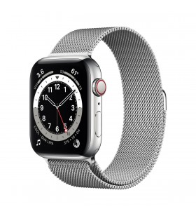 Apple watch s6 gps + cellular, 44mm silver stainless steel case with silver milanese loop