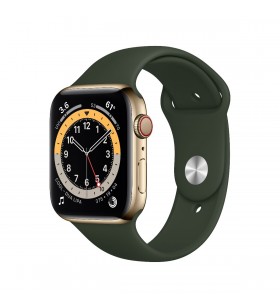 Apple watch s6 gps + cellular, 40mm gold stainless steel case with cyprus green sport band - regular