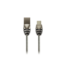 Canyon type c usb 2.0 standard cable, power & data output, 5v 2a, od 3.5mm, metallic jacket, 1m, gun color, 0.04kg