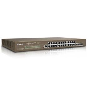24-port gigabit poe + 4 sfp managed switch layer-3 max. 370w, 1 port consola, 1u 19in rm steel case