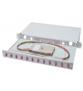 Fiber optic sliding splice box/1u equipped lc om4