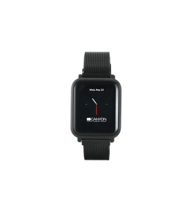 Canyon sanchal sw-73 smart watch, 1.22inch ips full touch, 6h glass,2 straps, metal strap and silicon strap, metal case, ip68 waterproof, multisport mode, camera remote, 150mah, compatibility with ios and android, black, host: 42*35*11.4mm, belt: 222*18mm