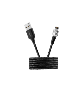 Canyon rotating magnetic lightning charging cable (no data transfer), usb2.0, power output 5v/2a, od 3.2mm, with short-circuit protection, cable length 1m, black, 16*6*1000mm, 0.024kg