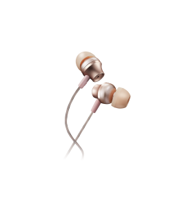 Canyon stereo earphones with microphone, metallic shell, cable length 1.2m, rose, 22*12.6mm, 0.012kg