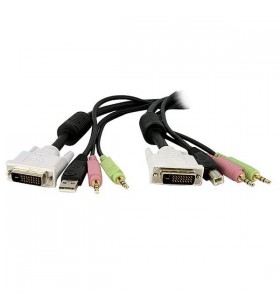 Startech.com 4-in-1 usb dual link dvi-d kvm cabluri kvm 4,57 m negru