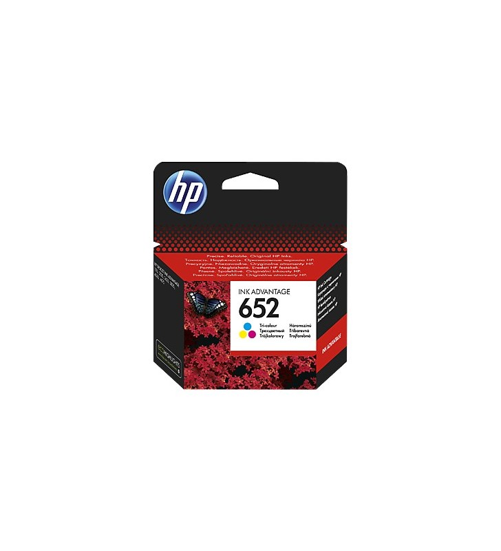 Hp 652 tri-color original ink advantage cartridge cyan, magenta, galben productivitate standard