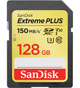 Extreme plus 128gb sdxc memoryc/up to 150mb/s uhs-i c10 u3 v30