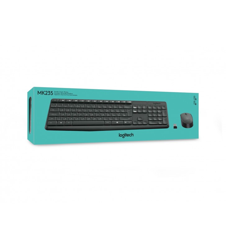 Logitech mk235 tastaturi rf fără fir azerty flamandă gri