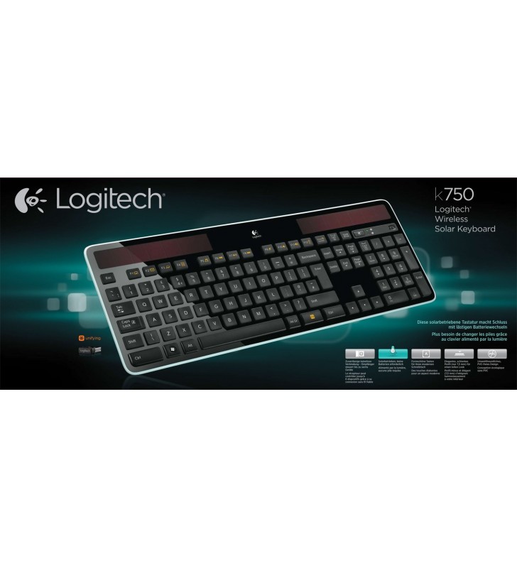 Logitech k750 tastaturi rf fără fir qwerty spaniolă negru