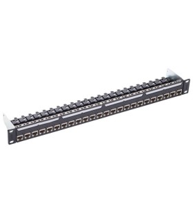 Patchpanel cat6a 24p 19i grey/500mhz 10gbps rj45 lsa 1he