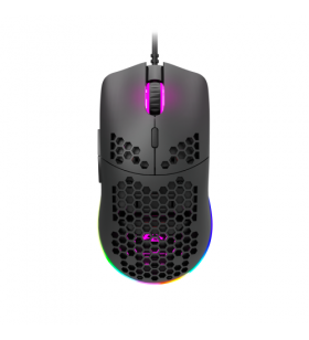 Canyon,gaming mouse with 7 programmable buttons, pixart 3519 optical sensor, 4 levels of dpi and up to 4200, 5 million times key life, 1.65m ultraweave cable, upe feet and colorful rgb lights, black, size:128.5x67x37.5mm, 105g