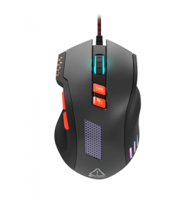 Wired gaming mouse with 8 programmable buttons, sunplus optical 6651 sensor, 4 levels of dpi default and can be up to 6400, 10 million times key life, 1.65m braided usb cable