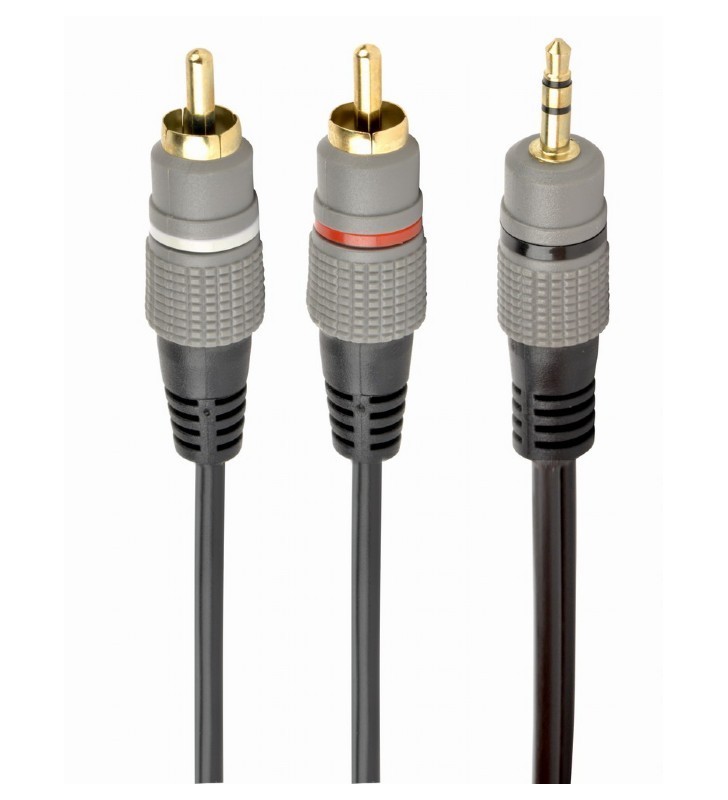Cablu audio gembird  stereo (3.5 mm jack la 2 x rca),  2.5m, conectori auriti, "cca-352-2.5m"