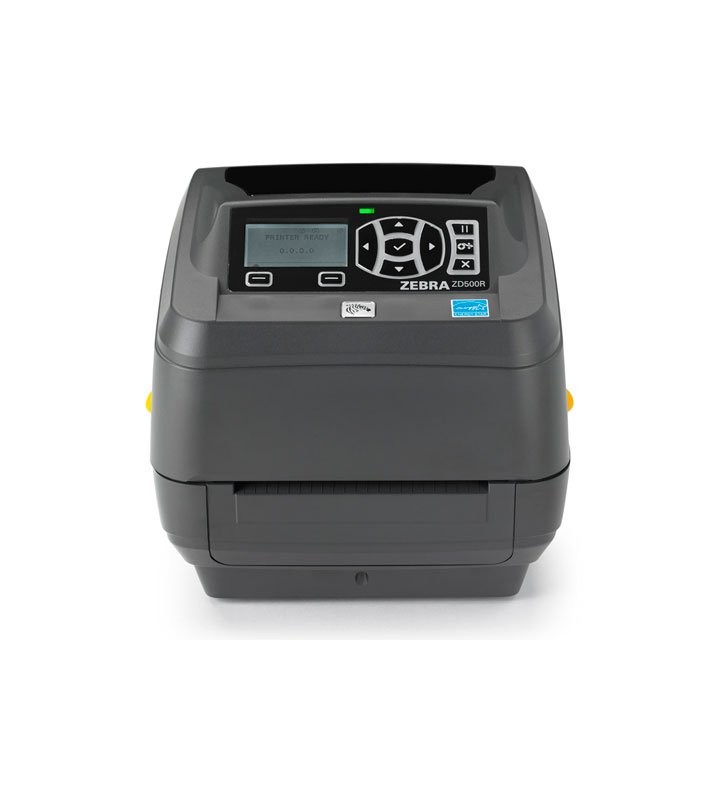 Tt printer zd500r 203 dpi, eu and uk cords, usb/serial/centronics parallel/ethernet/802.11abgn and bluetooth, cutter, rfid-uhf row