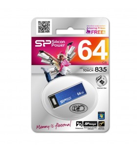 Stick memorie silicon power touch 835, 64gb, usb 2.0, blue
