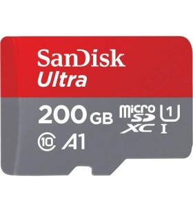 Sandisk ultra 200gb microsdxc 120mb/s a1 class 10 uhs-i + sd adapter