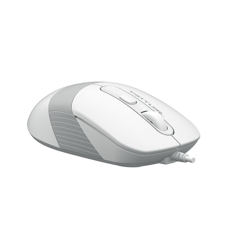 Mouse a4tech laptop sau pc, cu fir, usb, optic, 1600 dpi, butoane/scroll 4/1, negru / alb, "fm10 white" (include tv 0.15 lei)