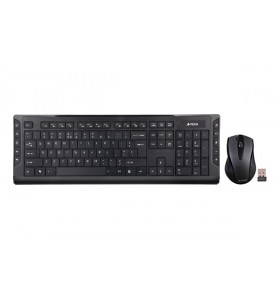 Kit tastatura si mouse a4tech, "gd-600+g9-500f", wireless, 104 taste format standard, mouse 1000dpi, 4/1 butoane, negru, "fg1010 grey" (include tv 0.75 lei)