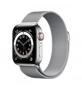 Apple watch s6 gps + cellular, 40mm silver stainless steel case with silver milanese loop