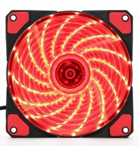 Gembird pc case fan with 15 leds light 3+4p connector red 120 x 120 x 25 mm