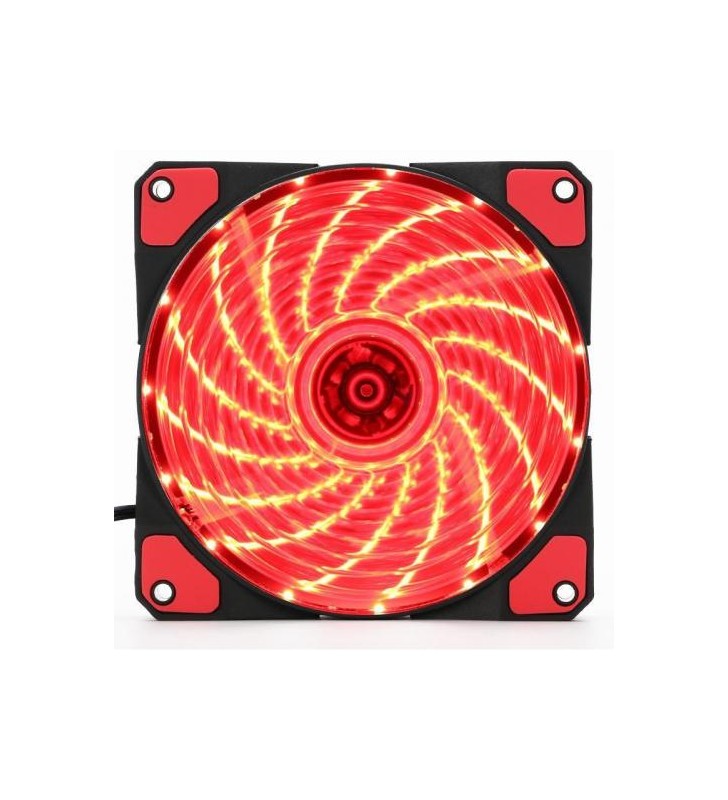 Gembird pc case fan with 15 leds light 3+4p connector red 120 x 120 x 25 mm