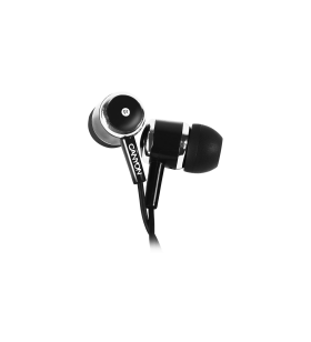 Canyon stereo earphones with microphone, black, cable length 1.2m, 23*9*10.5mm,0.013kg