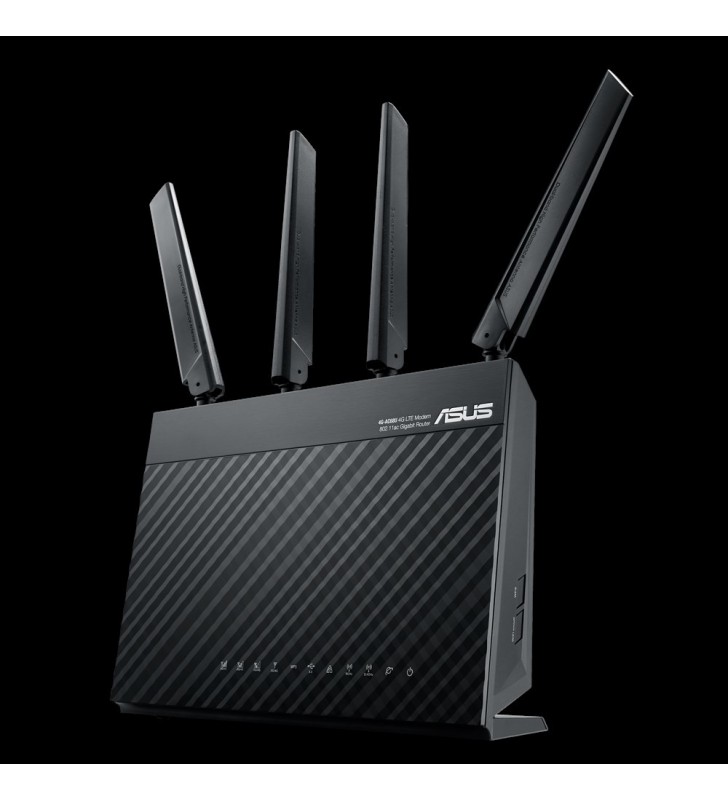 Asus 4g-ac68u router wireless gigabit ethernet bandă dublă (2.4 ghz/ 5 ghz) 3g negru