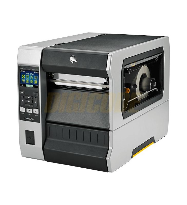 Tt printer zt620 6", 203 dpi, euro and uk cord, serial, usb, gigabit ethernet, bluetooth 4.0, usb host, rewind, color touch, zpl
